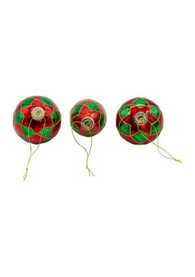 80 MM Green and Red Ball, Onion, Teardrop, 3-Piece Set
