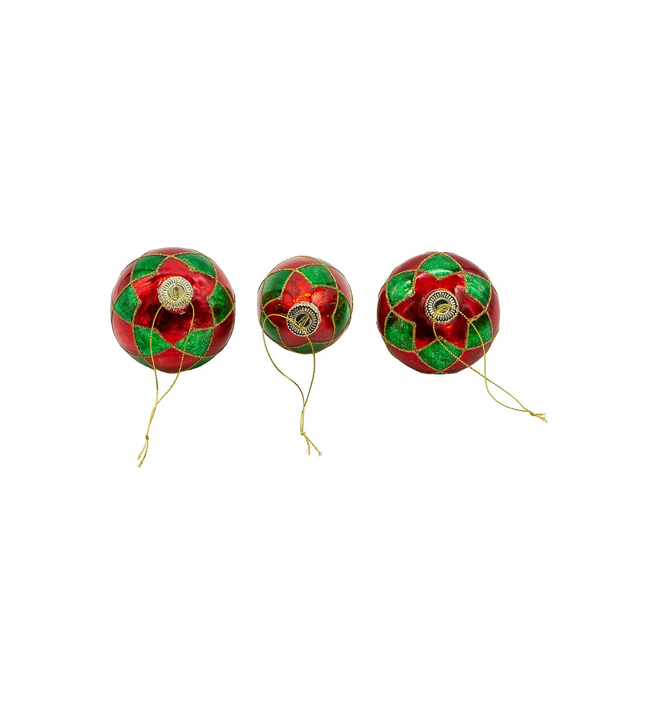 80 MM Green and Red Ball, Onion, Teardrop, 3-Piece Set