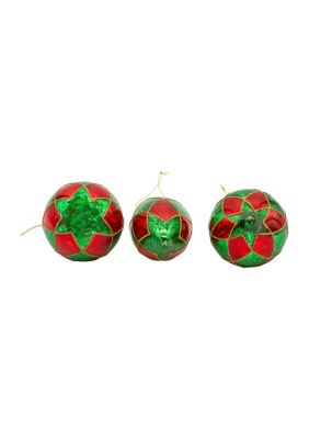 80 MM Green and Red Ball, Onion, Teardrop, 3-Piece Set