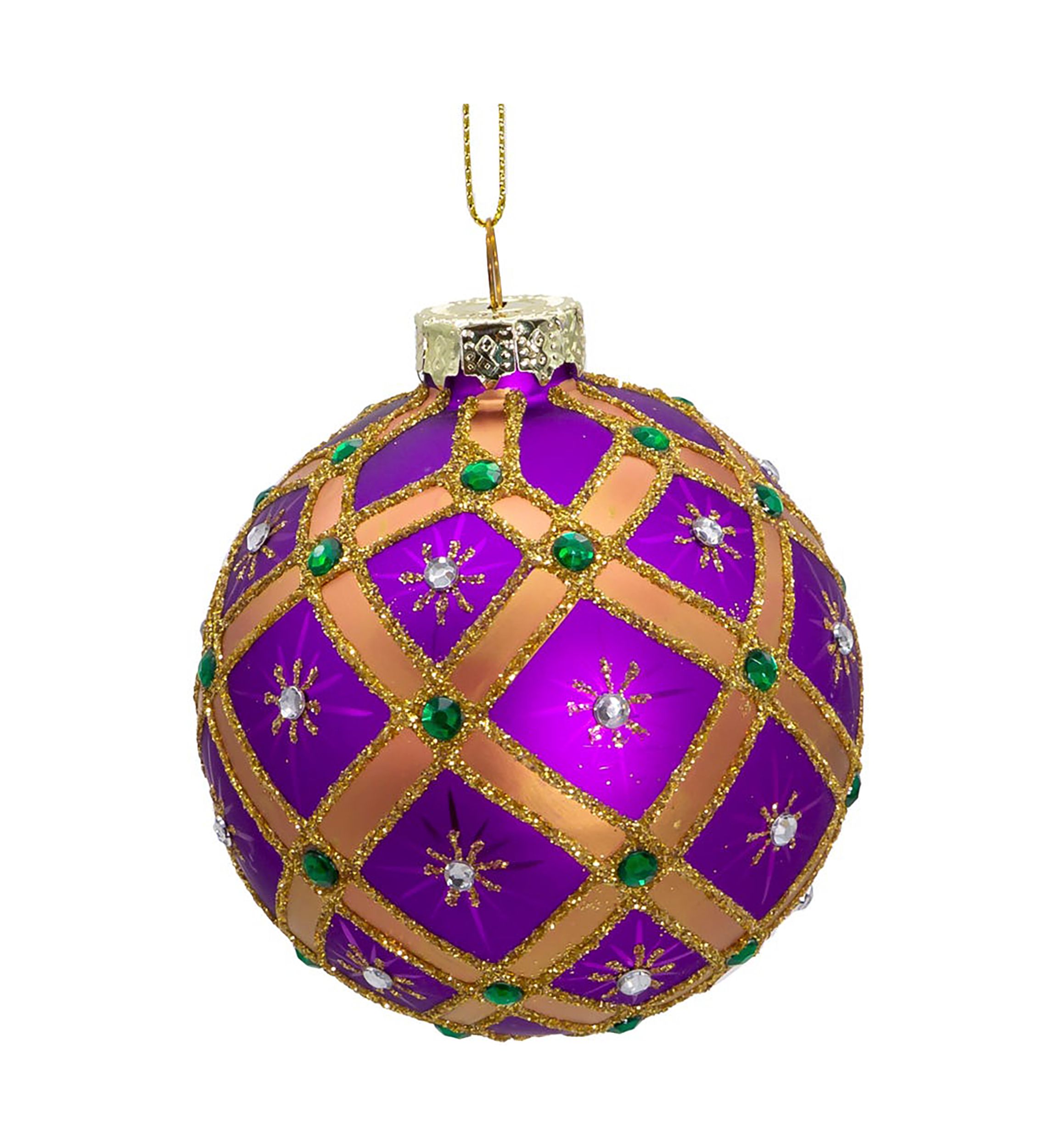 80MM Glass Purple Jewel 6-Piece Ball Ornament Set