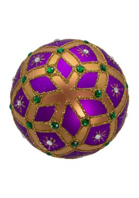 80MM Glass Purple Jewel 6-Piece Ball Ornament Set