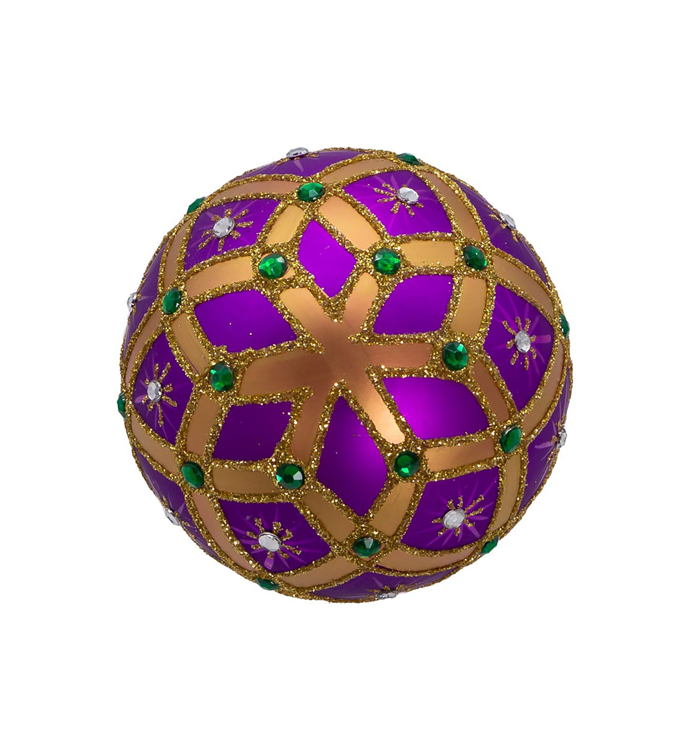 80MM Glass Purple Jewel 6-Piece Ball Ornament Set
