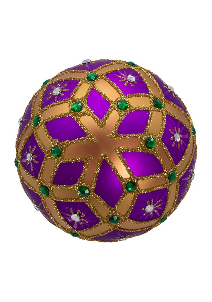 80MM Glass Purple Jewel 6-Piece Ball Ornament Set