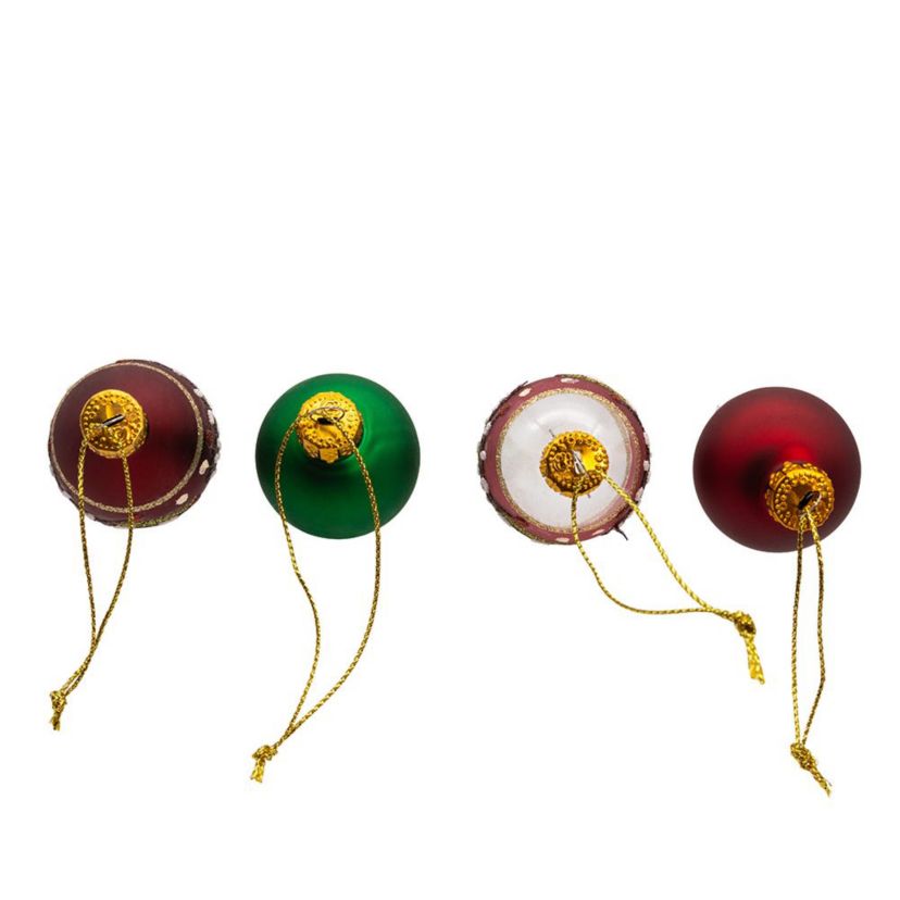 Kurt Adler 35MM Glass Green and Burgundy With Pinecone Ball 12-Piece Ornament Set