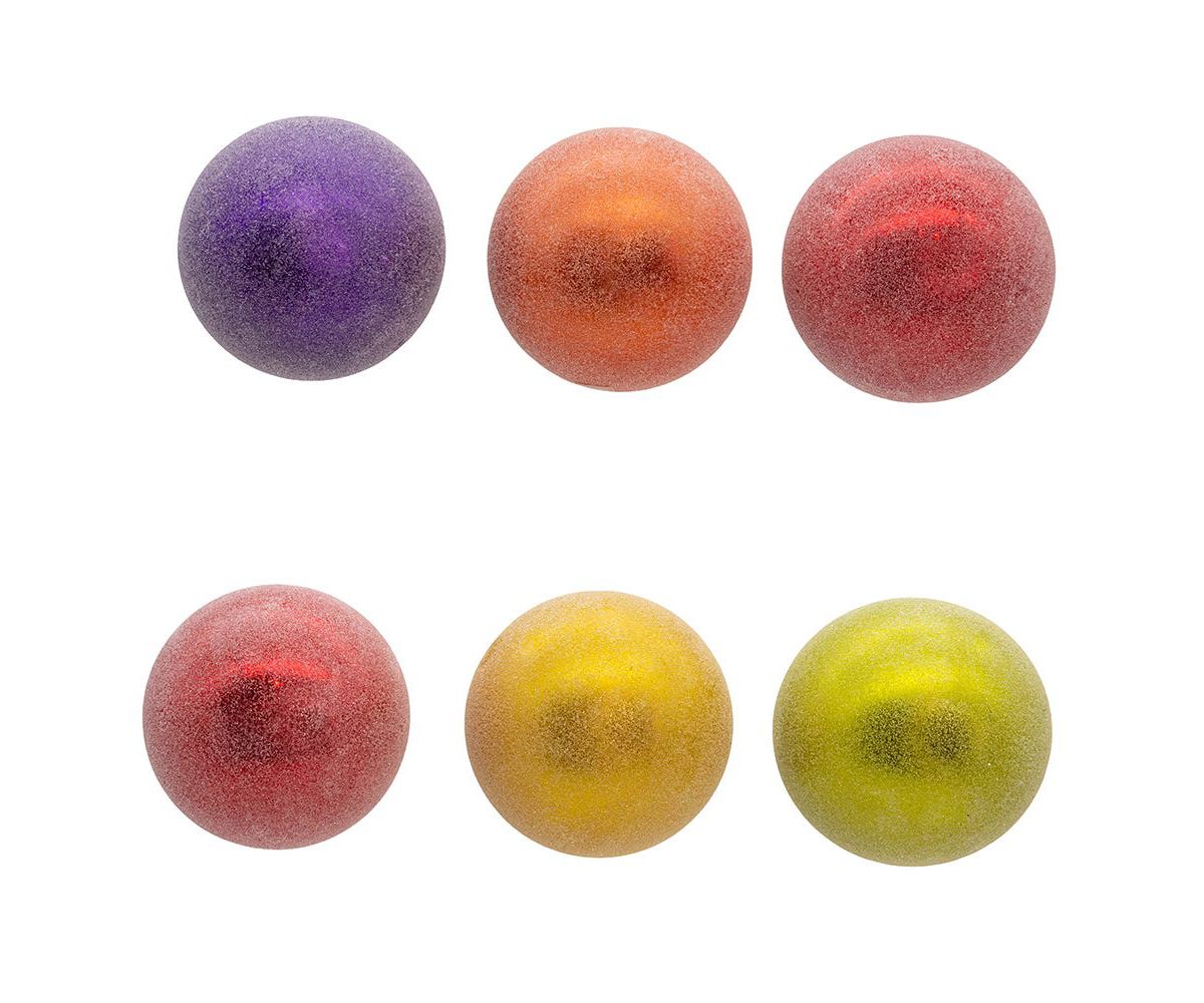 Kurt Adler 80MM Glass Sugar Frosted Solid Color Ball 6-Piece Ornament Set