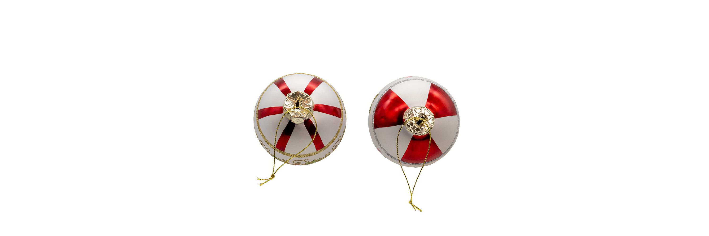 Kurt Adler 80mm Holly Leaves Glass Ball 6-Piece Ornament Set