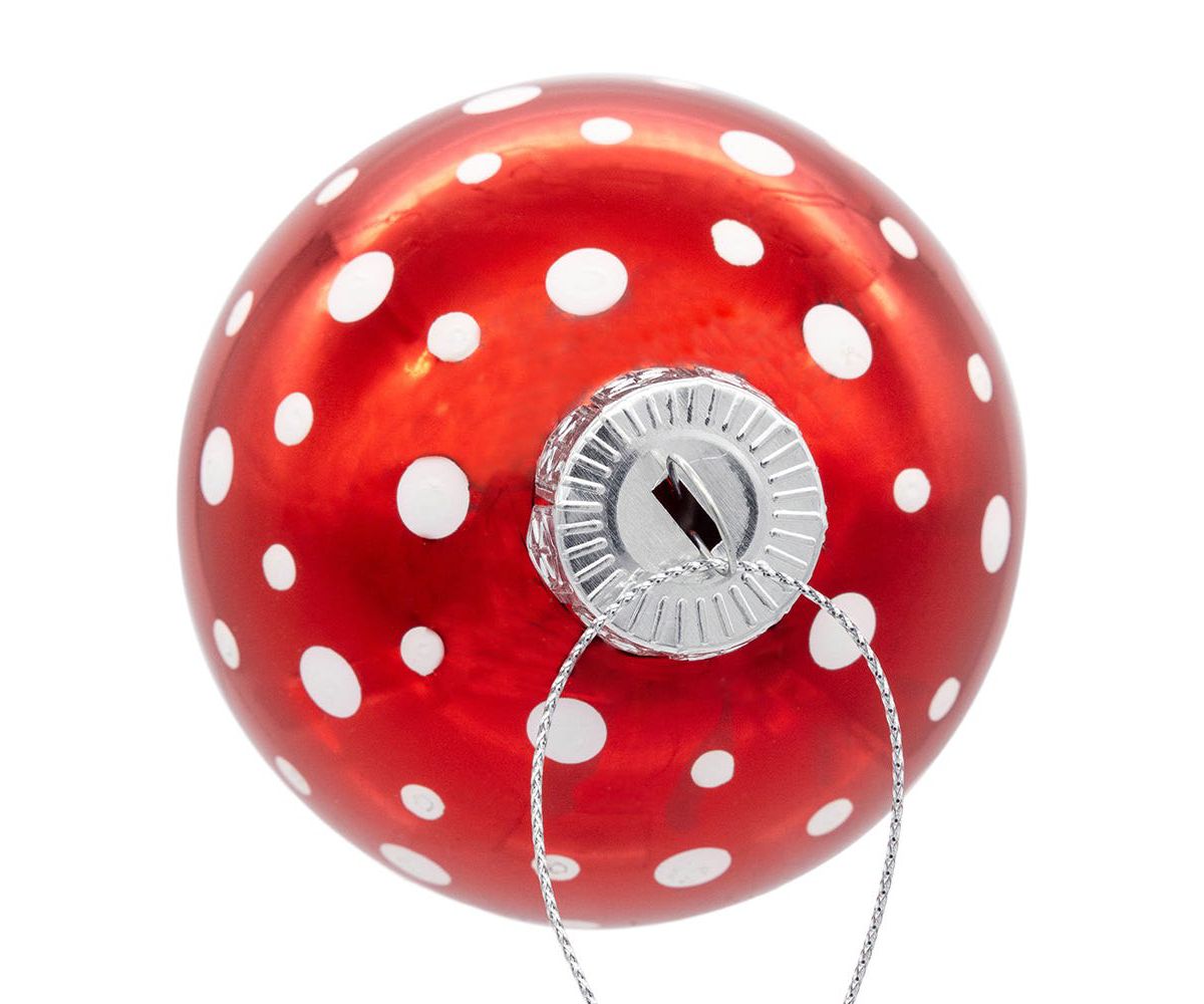 Kurt Adler 80MM Glass Red Polka Dot Ball 6-Piece Ornament Set