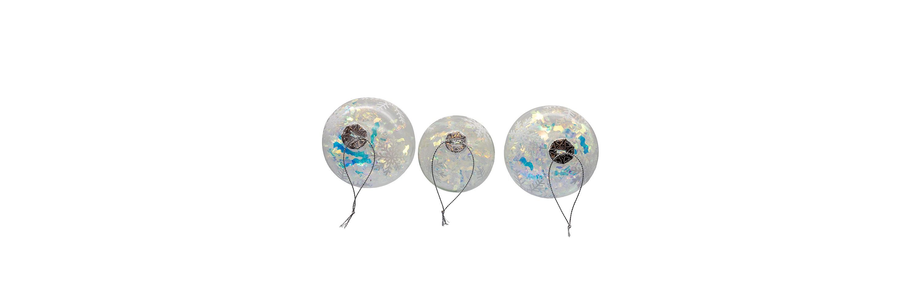 Kurt Adler 90MM Glass Iridescent Snowflake Ball, Finial, and Onion 3-Piece Ornament Set