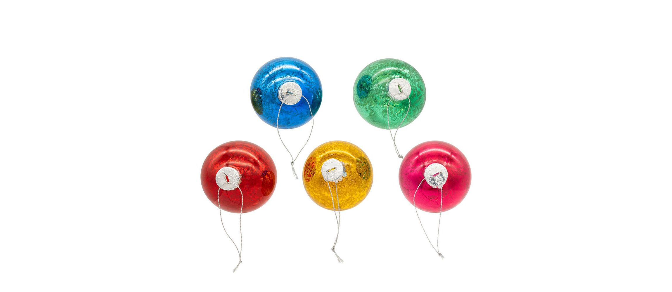80MM Mercury Glass Multicolor Ball Ornament, 6-Piece Box