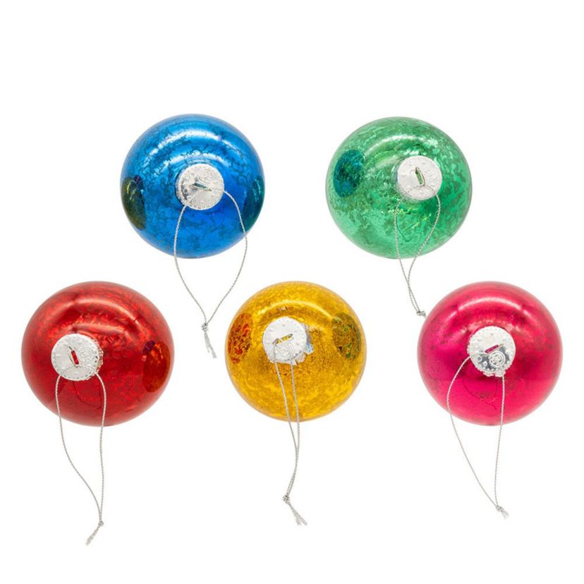80MM Mercury Glass Multicolor Ball Ornament, 6-Piece Box