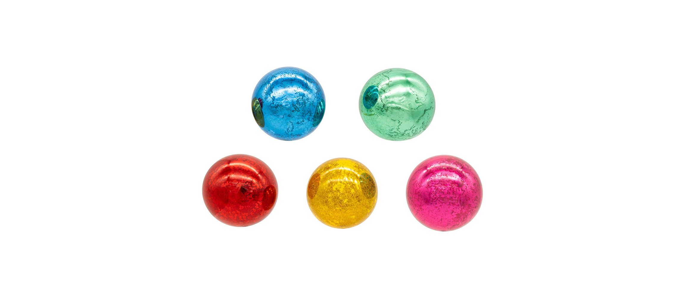 80MM Mercury Glass Multicolor Ball Ornament, 6-Piece Box