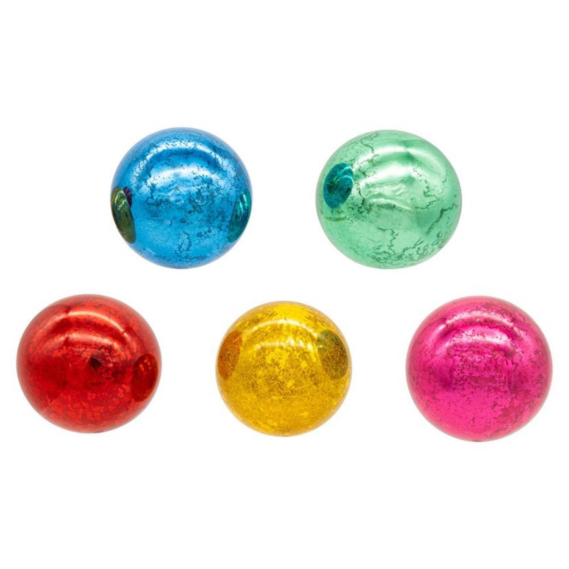 80MM Mercury Glass Multicolor Ball Ornament, 6-Piece Box