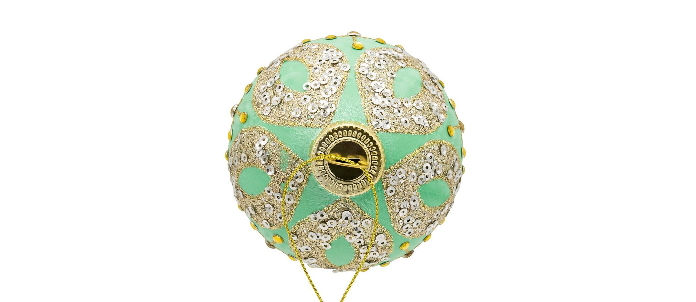 80MM Glass Teal and Blue Glass Ornaments, 6-Piece Box
