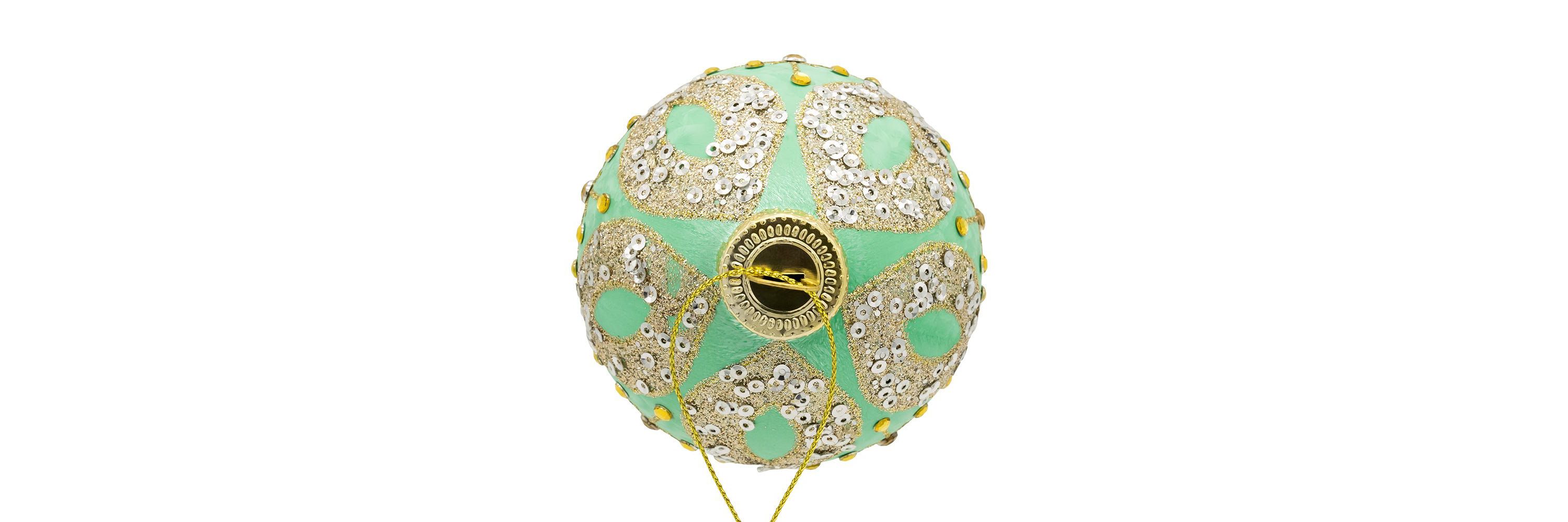 80MM Glass Teal and Blue Glass Ornaments, 6-Piece Box