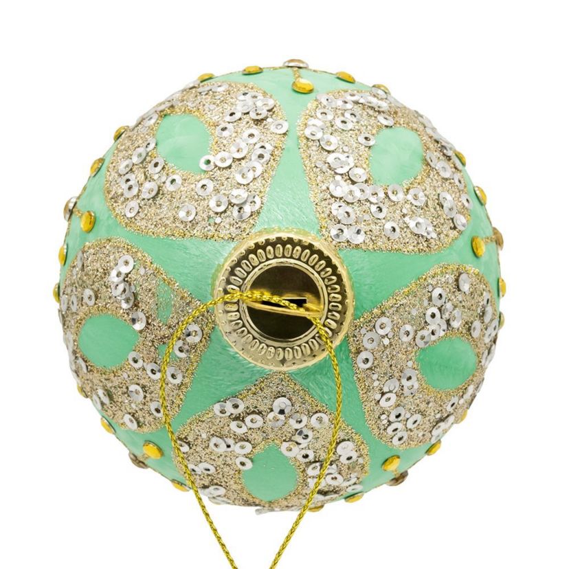 80MM Glass Teal and Blue Glass Ornaments, 6-Piece Box