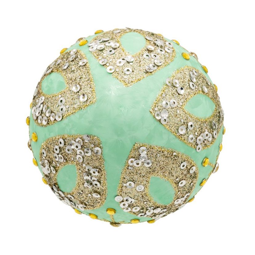 80MM Glass Teal and Blue Glass Ornaments, 6-Piece Box