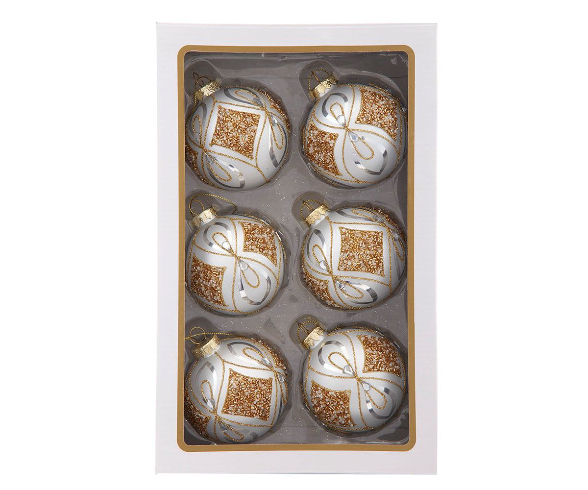 80MM Glass Silver and Gold Ball Ornaments, 6-Piece Set