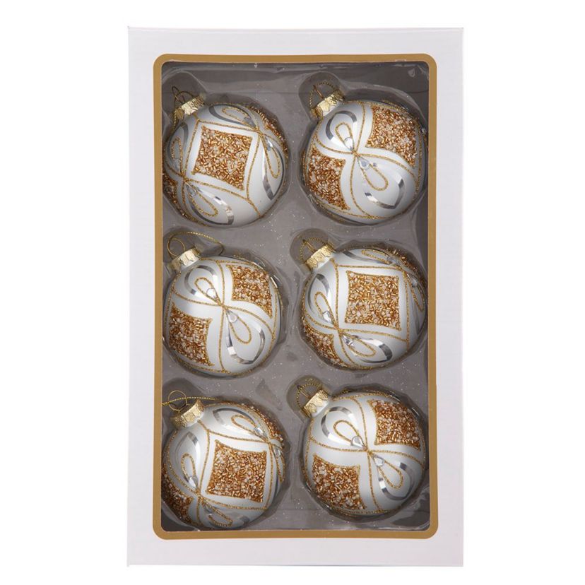 80MM Glass Silver and Gold Ball Ornaments, 6-Piece Set