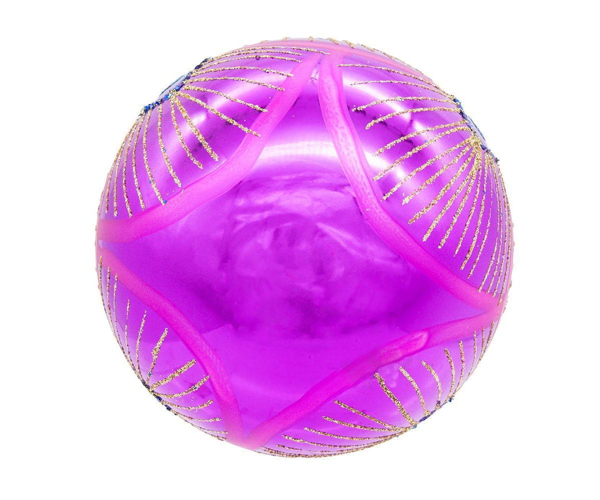 80MM Glass Purple and Blue Peacock Ball Ornaments, beautifully packaged in a 6-piece box