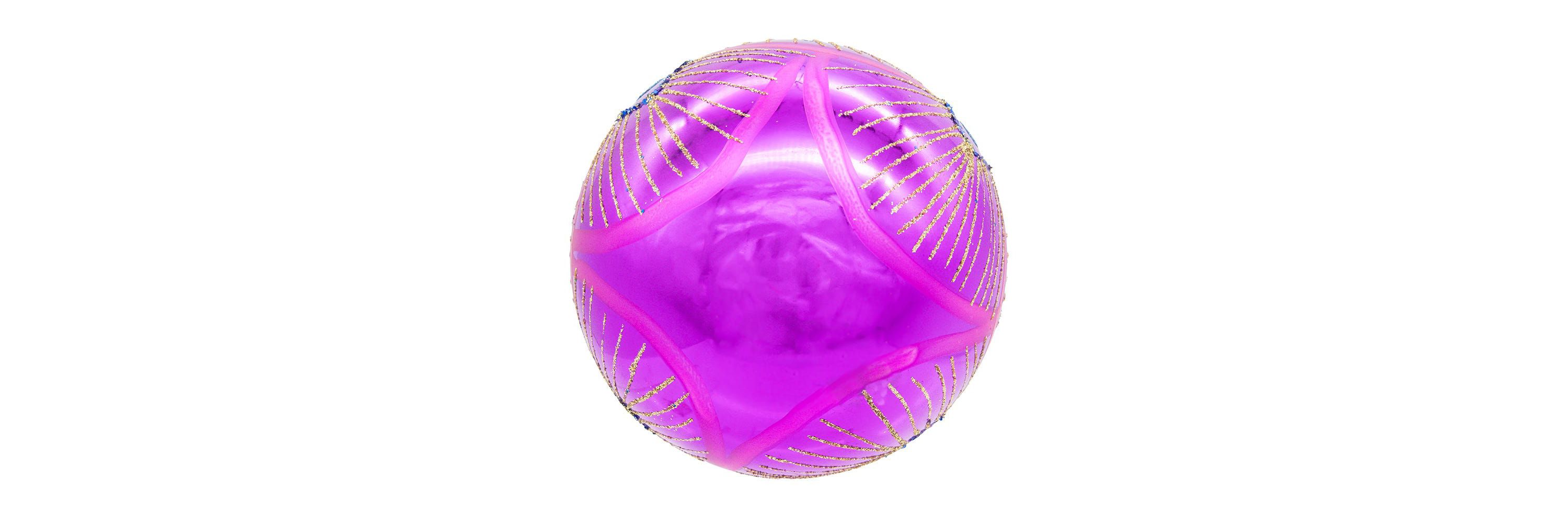 80MM Glass Purple and Blue Peacock Ball Ornaments, beautifully packaged in a 6-piece box