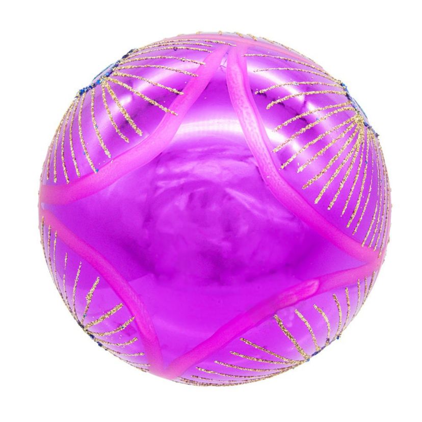 80MM Glass Purple and Blue Peacock Ball Ornaments, beautifully packaged in a 6-piece box