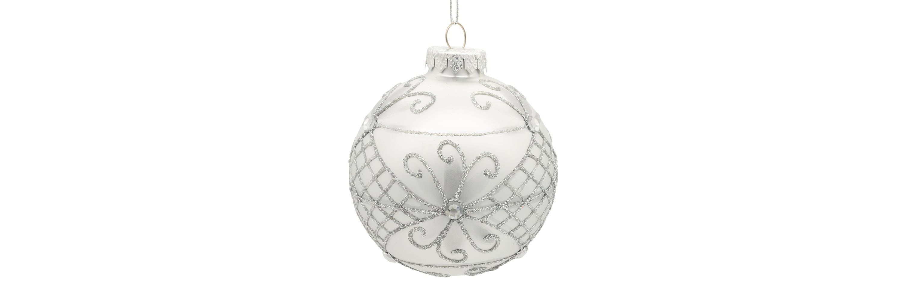 80MM Glass Silver Decorative Ball Ornaments, 6-Piece Set