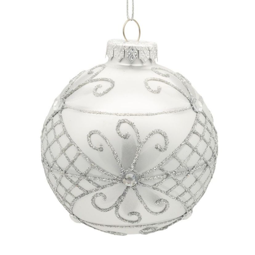 80MM Glass Silver Decorative Ball Ornaments, 6-Piece Set