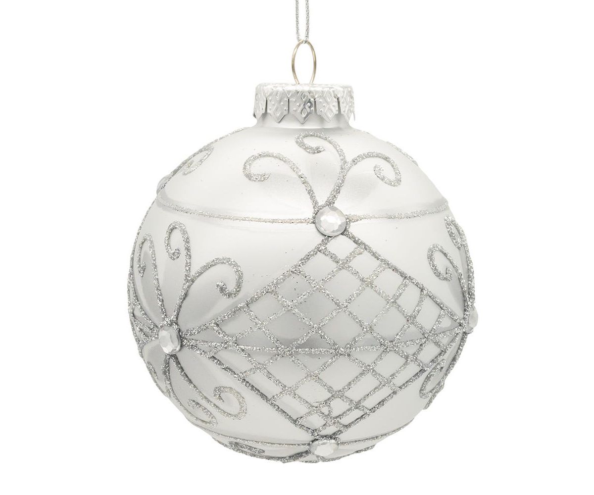 80MM Glass Silver Decorative Ball Ornaments, 6-Piece Set