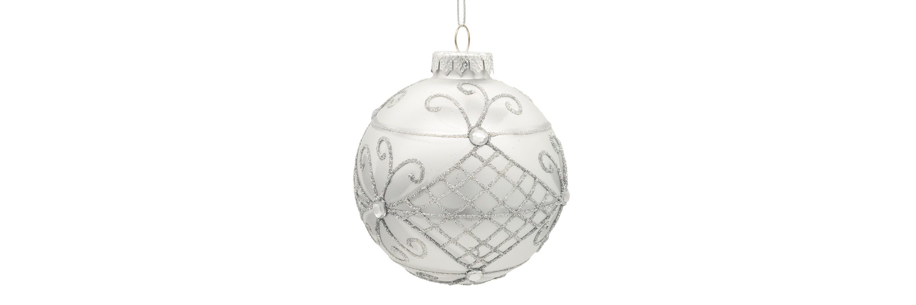 80MM Glass Silver Decorative Ball Ornaments, 6-Piece Set