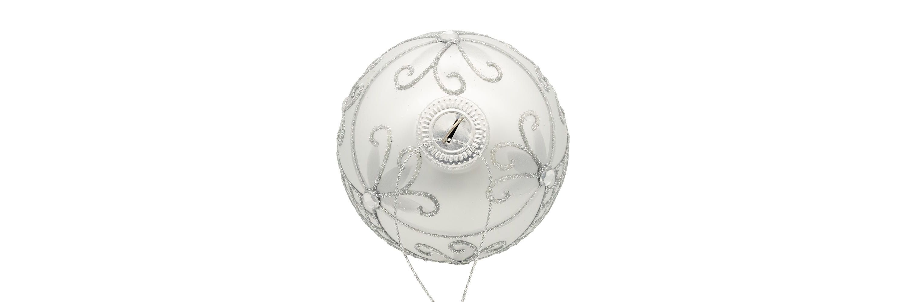 80MM Glass Silver Decorative Ball Ornaments, 6-Piece Set