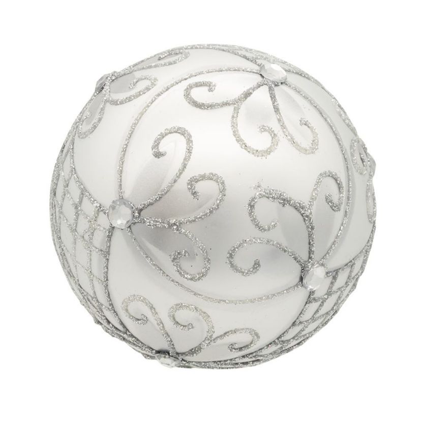 80MM Glass Silver Decorative Ball Ornaments, 6-Piece Set