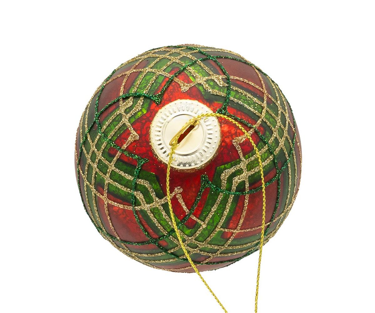 80MM Glass Matte Red and Green Striped Ball Ornaments, 6-Piece Set
