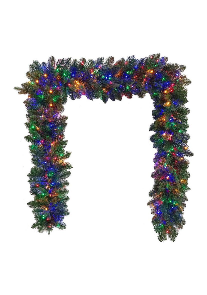 9-Foot Prelit Multicolored LED Noble Fir Garland