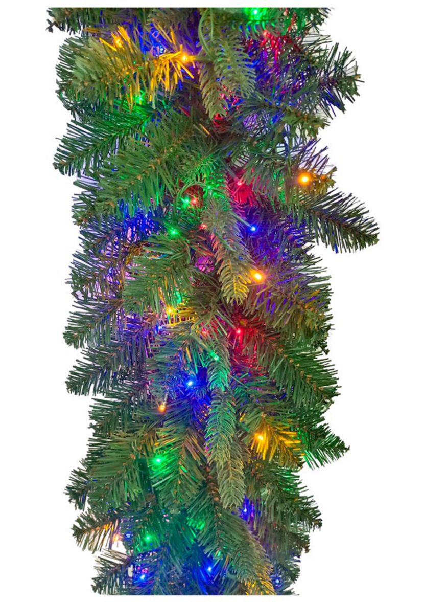 9-Foot Prelit Multicolored LED Noble Fir Garland
