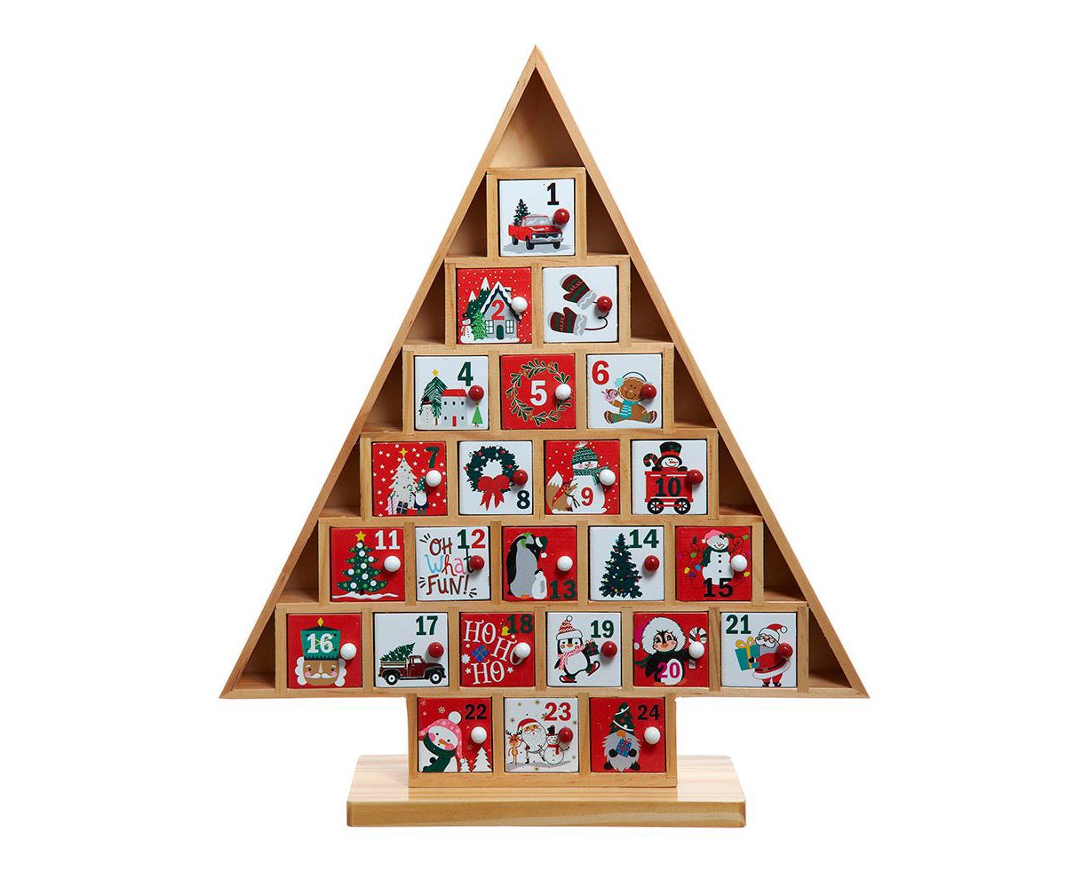 15-Inch Wooden Tree Advent Calendar