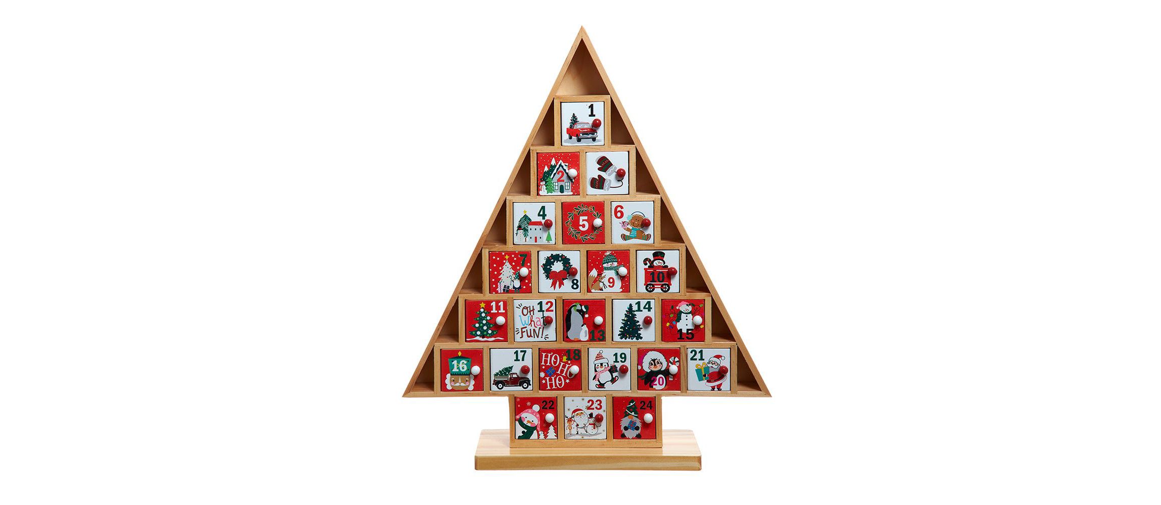 15-Inch Wooden Tree Advent Calendar