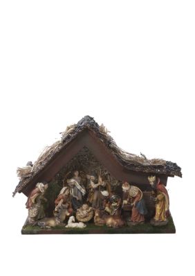 9.5" Musical LED Nativity Set with Figures and Stable