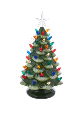 Battery-Operated LED Ceramic Pink Christmas Tree Tabletop Decor