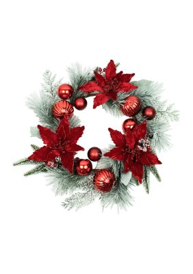 Wreath with Red Berries and Poinsettia