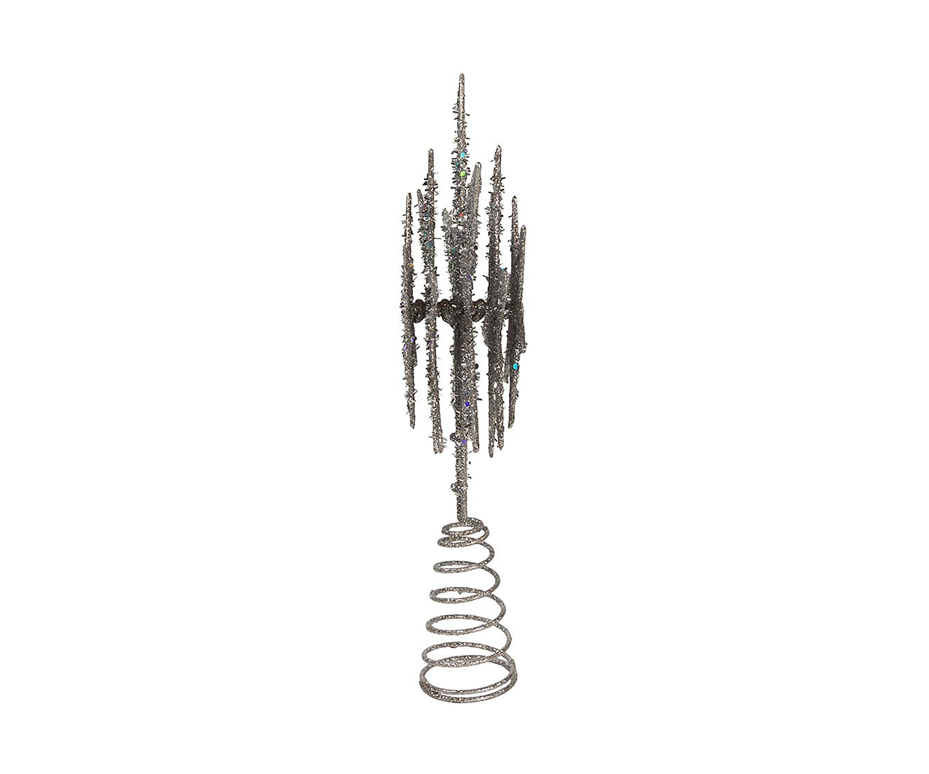 13-Inch Plastic Silver Glittered Snowflake Tree Topper