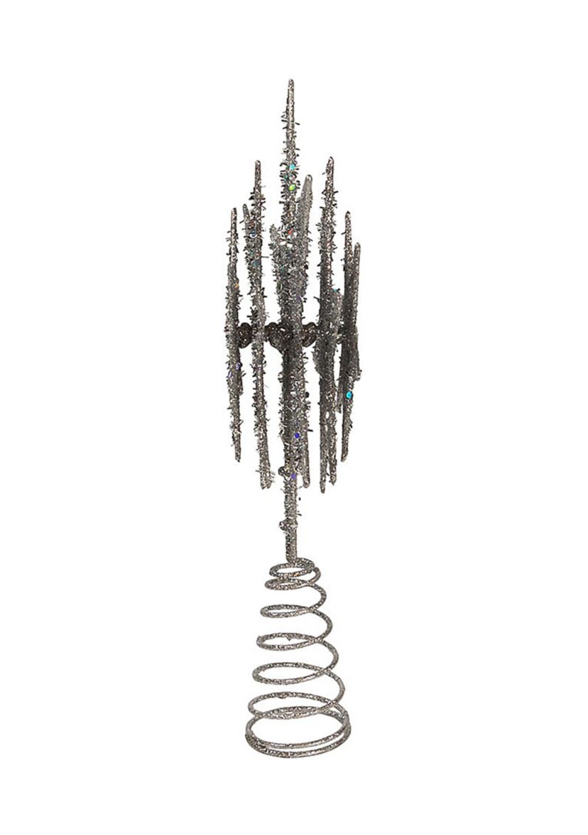 13-Inch Plastic Silver Glittered Snowflake Tree Topper