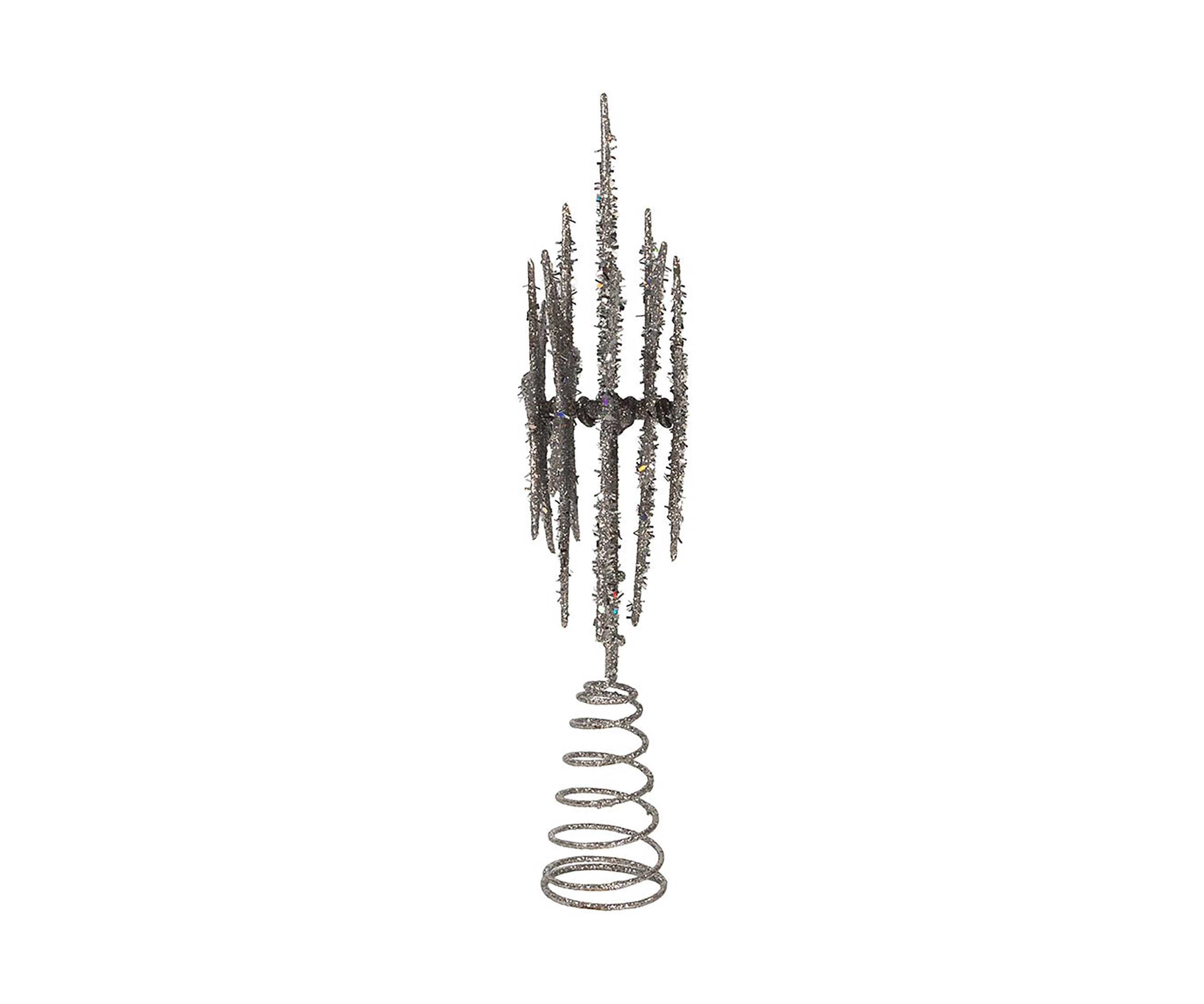 13-Inch Plastic Silver Glittered Snowflake Tree Topper
