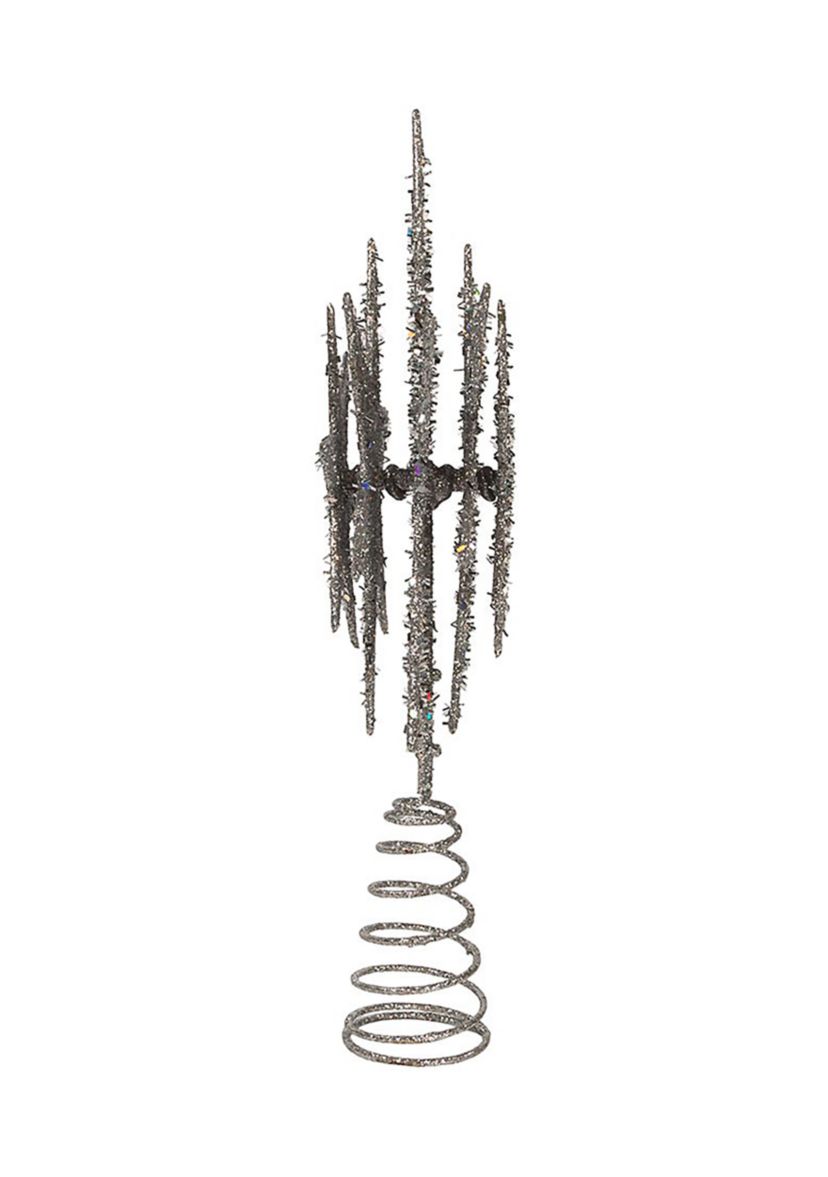 13-Inch Plastic Silver Glittered Snowflake Tree Topper