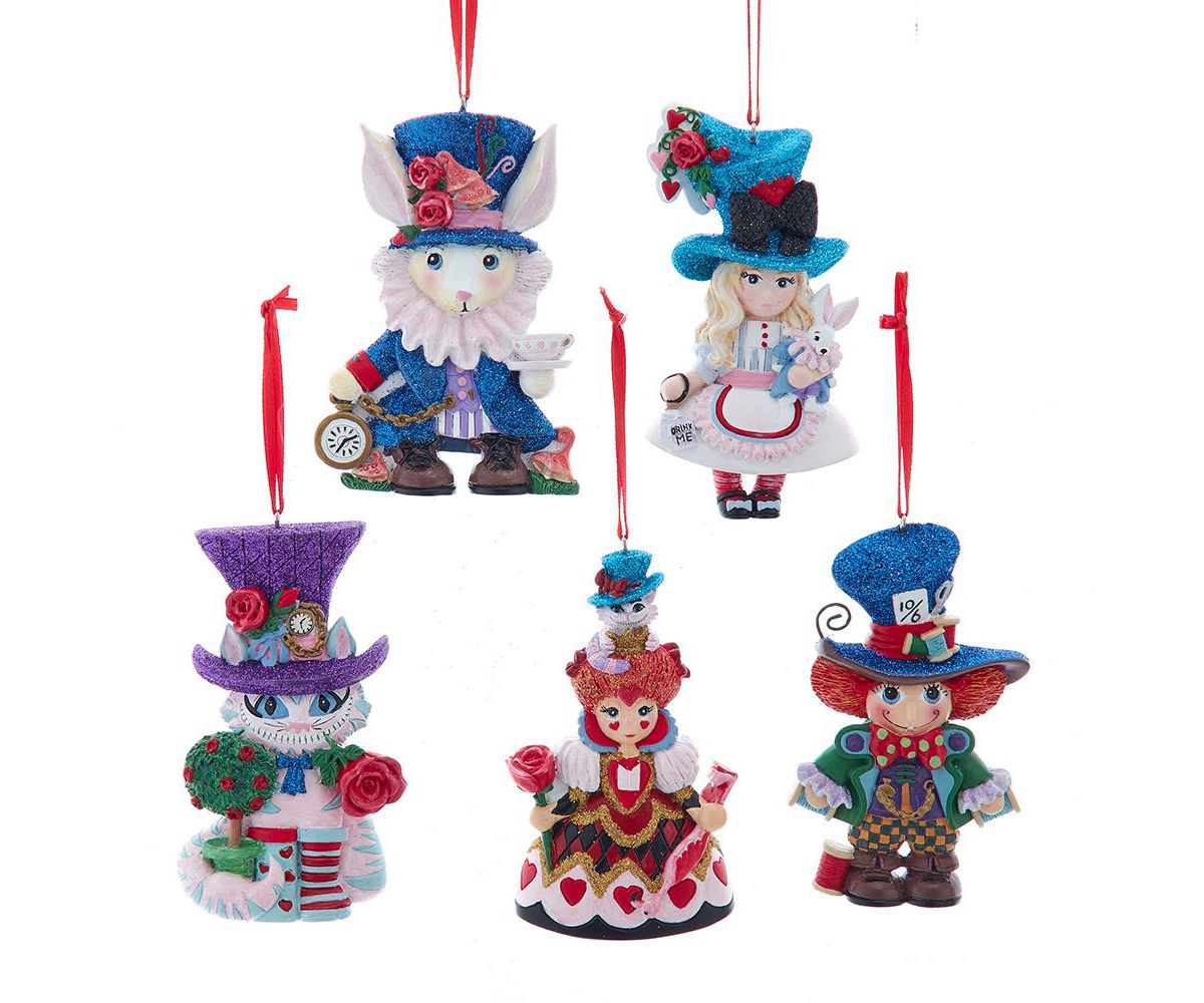 Alice In Wonderland Wooden Character Ornaments 5-Piece Box Set