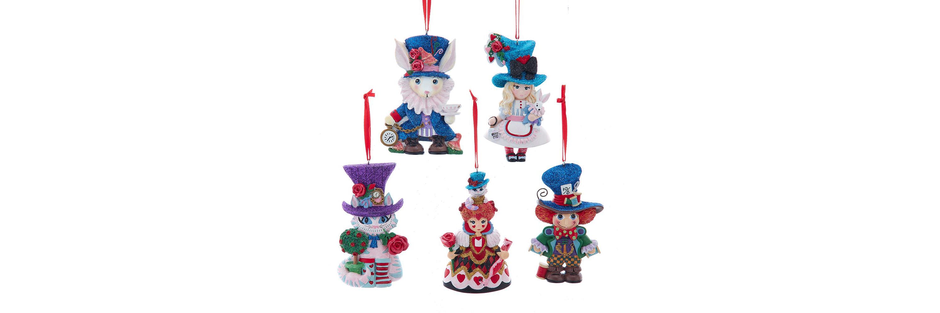 Alice In Wonderland Wooden Character Ornaments 5-Piece Box Set