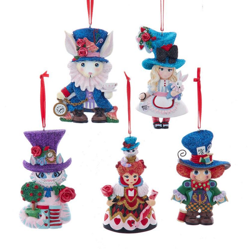 Alice In Wonderland Wooden Character Ornaments 5-Piece Box Set