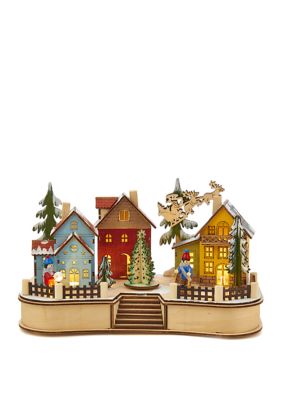  7.08 Inch Battery Operated Village Musical LED House with Motion 