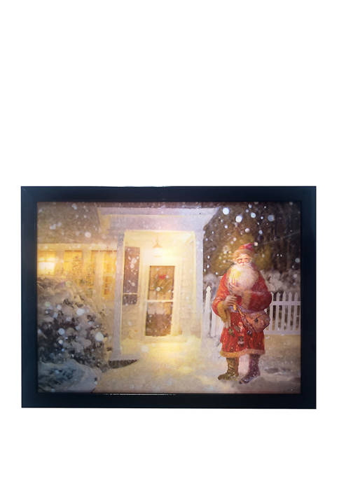 15.7 Inch Battery-Operated 3D LED Framed Christmas Scene and Santa Art
