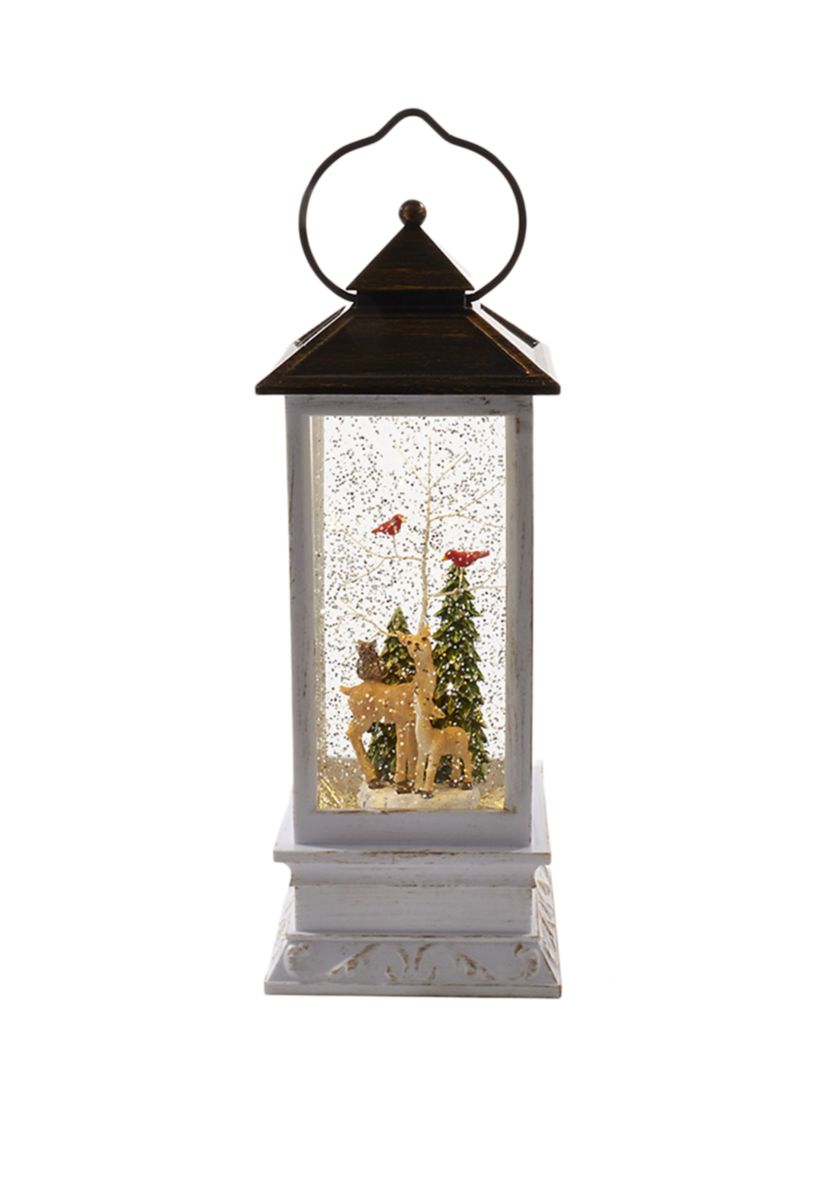 10 Inch Battery-Operated LED Deer and Tree Musical Table Piece with Motion