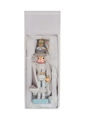 6-Inch Hollywood White and Silver Swarovski King Nutcracker Ornament